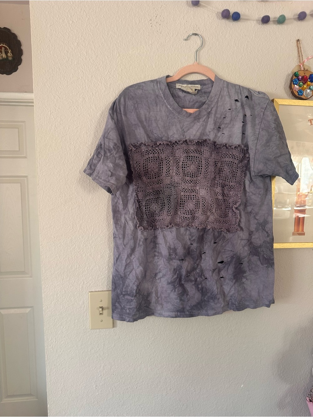 Free People x Tricia Fix M/L Crochet T-Shirt Purple